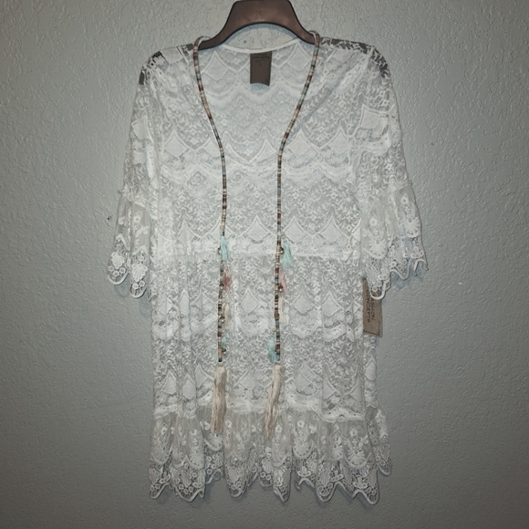 Fashion Concepts Other - NWT Fashion Concepts Ivory Lace Knee Length Cover Up Size Small